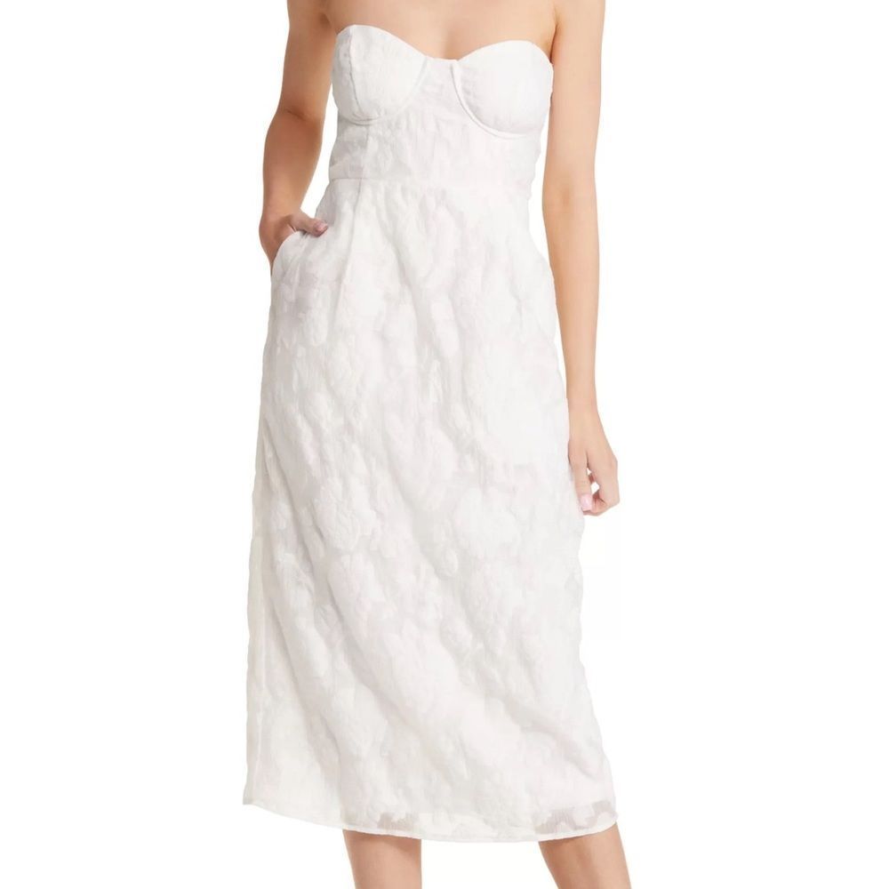 NWT Lulu’s From This Day Strapless Underwire Jacquard Cocktail Dress, Small